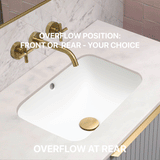 Retti Rectangular 460mm x 350mm Under-Counter Basin with Overflow, Matte White