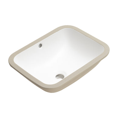 Retti Rectangular 460mm x 350mm Under-Counter Basin with Overflow, Matte White