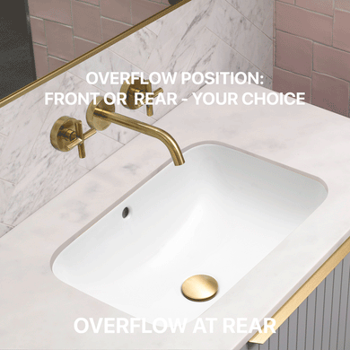 Retti Rectangular 515mm x 375mm Under-Counter Basin with Overflow, Gloss White