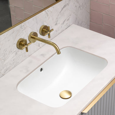 Retti Rectangular 515mm x 375mm Under-Counter Basin with Overflow, Gloss White