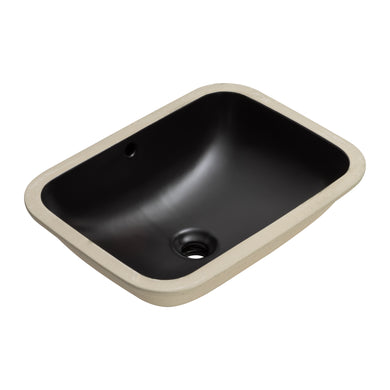 Retti Rectangular 515mm x 375mm Under-Counter Basin with Overflow, Matte Black