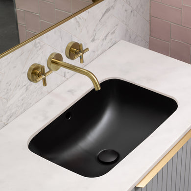 Retti Rectangular 515mm x 375mm Under-Counter Basin with Overflow, Matte Black