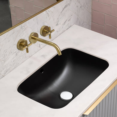 Retti Rectangular 515mm x 375mm Under-Counter Basin with Overflow, Matte Black