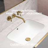 Retti Rectangular 515mm x 375mm Under-Counter Basin with Overflow, Matte White