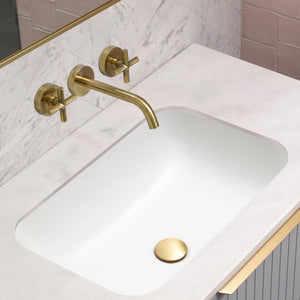 Retti Rectangular 585mm x 390mm Under-Counter Basin with Overflow, Gloss White