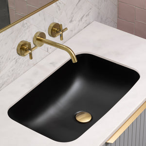 Retti Rectangular 585mm x 390mm Under-Counter Basin with Overflow, Matte Black