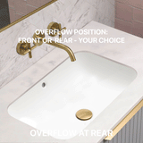 Retti Rectangular 585mm x 390mm Under-Counter Basin with Overflow, Matte White