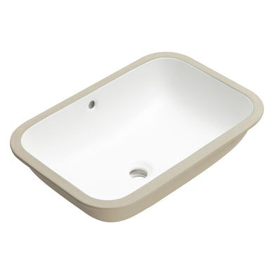 Retti Rectangular 585mm x 390mm Under-Counter Basin with Overflow, Matte White