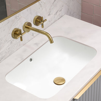 Retti Rectangular 585mm x 390mm Under-Counter Basin with Overflow, Matte White