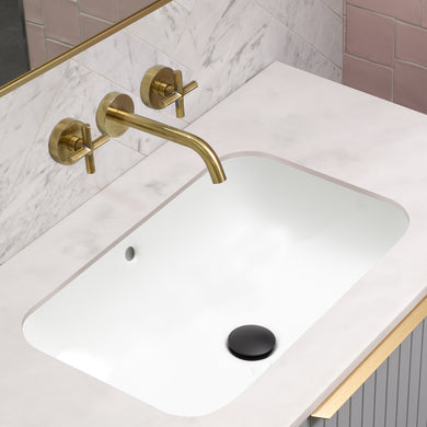 Retti Rectangular 585mm x 390mm Under-Counter Basin with Overflow, Matte White