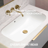 Retti Rectangular 695mm x 420mm Under-Counter Basin with Overflow, Gloss White