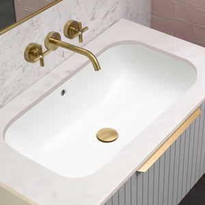 Retti Rectangular 695mm x 420mm Under-Counter Basin with Overflow, Gloss White