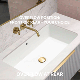 Retti Rectangular 700mm x 400mm Under-Counter Basin with Overflow, Gloss White