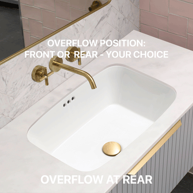Riri Oblong 570mm x 395mm Under-Counter Basin with Overflow, Gloss White