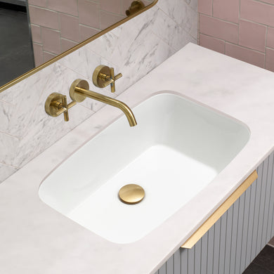 Riri Oblong 570mm x 395mm Under-Counter Basin with Overflow, Gloss White