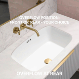 Riri Oblong 610mm x 405mm Under-Counter Basin with Overflow, Gloss White