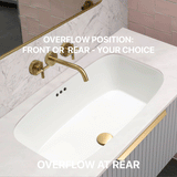 Riri Oblong 710mm x 415mm Under-Counter Basin with Overflow, Gloss White