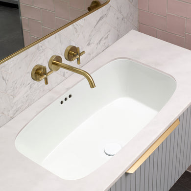 Riri Oblong 710mm x 415mm Under-Counter Basin with Overflow, Gloss White