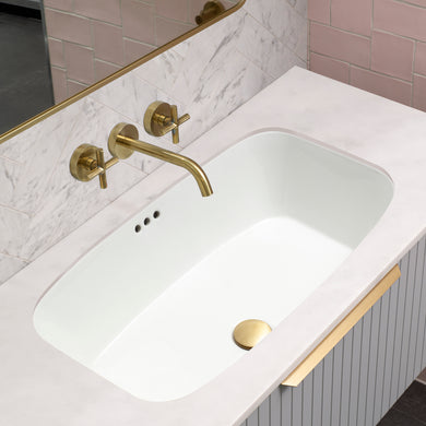 Riri Oblong 710mm x 415mm Under-Counter Basin with Overflow, Gloss White