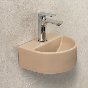 Petite Arch 303mm x 255mm Hand Wash Wall Hung Basin, Matte Cappuccino
