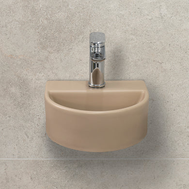 Petite Arch 303mm x 255mm Hand Wash Wall Hung Basin, Matte Cappuccino