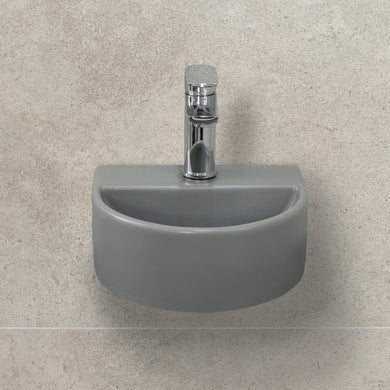 Petite Arch 303mm x 255mm Hand Wash Wall Hung Basin, Matte Cement Grey