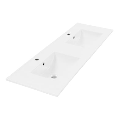 Una 1500mm Vanity Top with Double Integrated Sink and Overflow, Gloss White