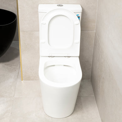 Tiffalo Rimless Back to Wall Toilet Suite, Gloss White