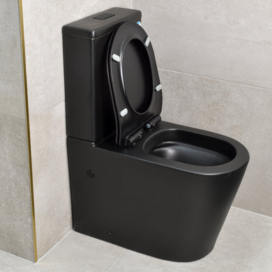 Tiffalo Rimless Back to Wall Toilet Suite, Matte Black