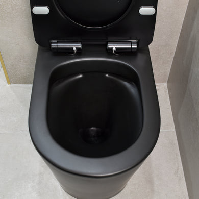 Tiffalo Rimless Back to Wall Toilet Suite, Matte Black