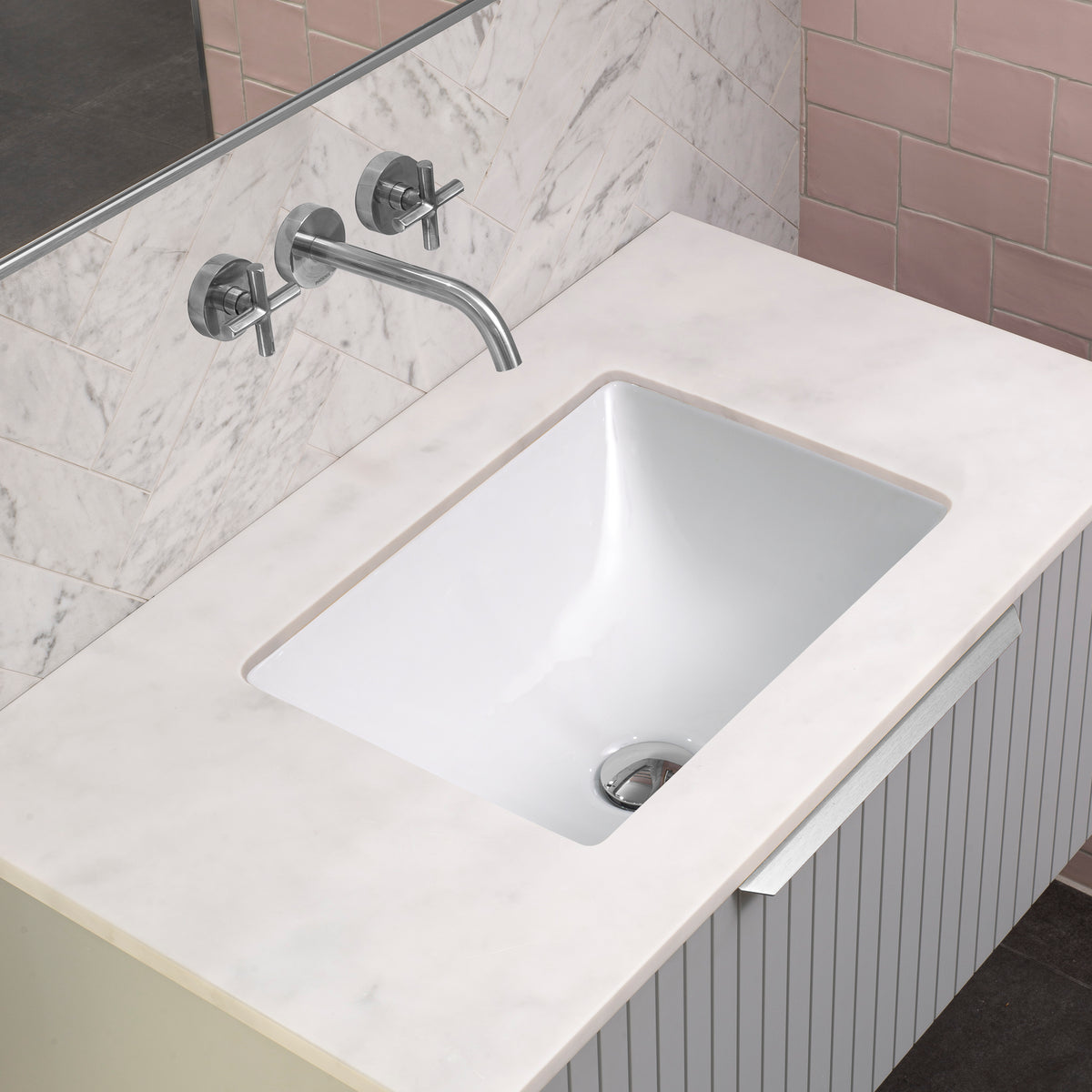 Curo 455mm x 325mm Under-Counter Basin, Gloss White