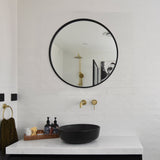 Deluxe Round 750mm Framed Mirror with Black Frame