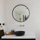 Deluxe Round 750mm Mirror with Black Frame