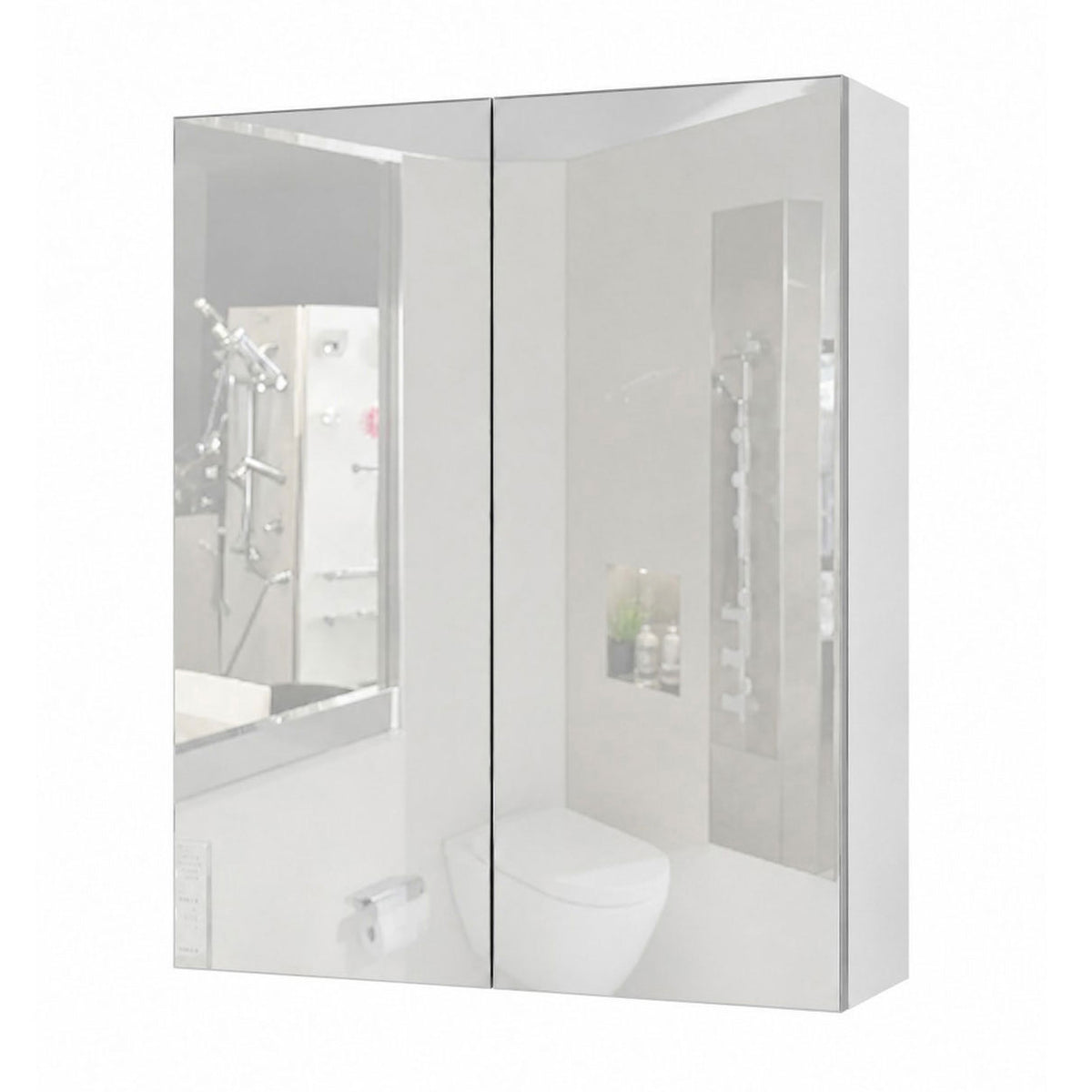 Cassia Mirror Shaving Cabinet 600mm x 750mm with Polished Edge, Gloss White