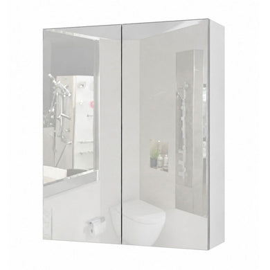 Cassia Mirror Shaving Cabinet 600mm x 750mm with Polished Edge, Gloss White