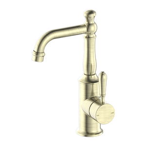 Nero York Basin Mixer With Metal Lever, Aged Brass