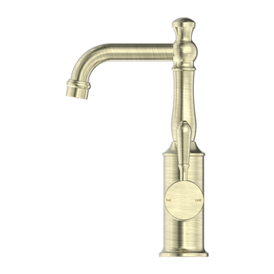 Nero York Basin Mixer With Metal Lever | Aged Brass |