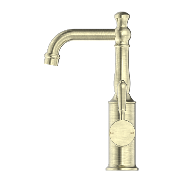 Nero York Basin Mixer With Metal Lever | Aged Brass |