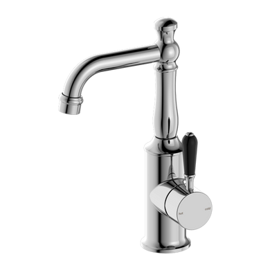 Nero York Basin Mixer With Black Porcelain Lever | Chrome |