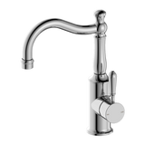Nero York Basin Mixer Hook Spout With Metal Lever | Chrome |