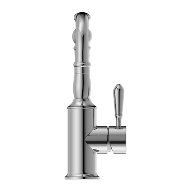 Nero York Basin Mixer Hook Spout With Metal Lever | Chrome |
