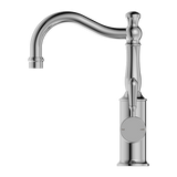 Nero York Basin Mixer Hook Spout With Metal Lever | Chrome |