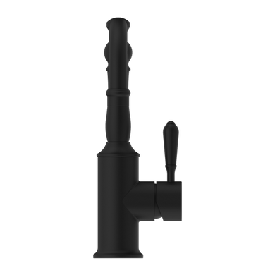 Nero York Basin Mixer Hook Spout With Metal Lever | Matte Black |