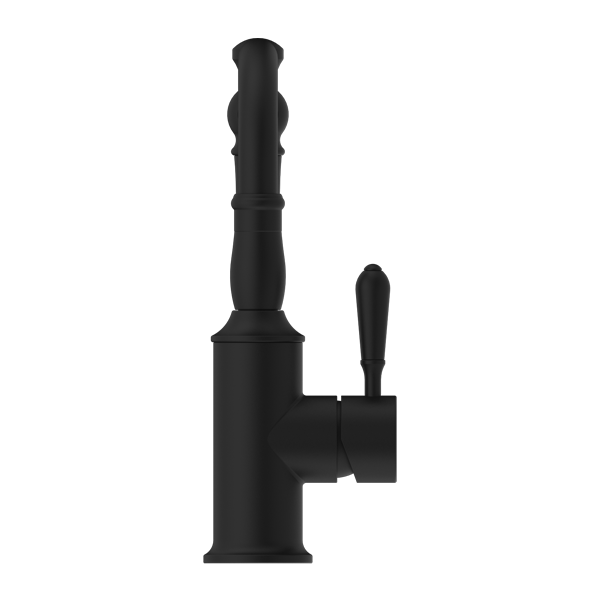 Nero York Basin Mixer Hook Spout With Metal Lever  | Matte Black |