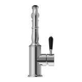 Nero York Basin Mixer Hook Spout With Black Porcelain Lever | Chrome |