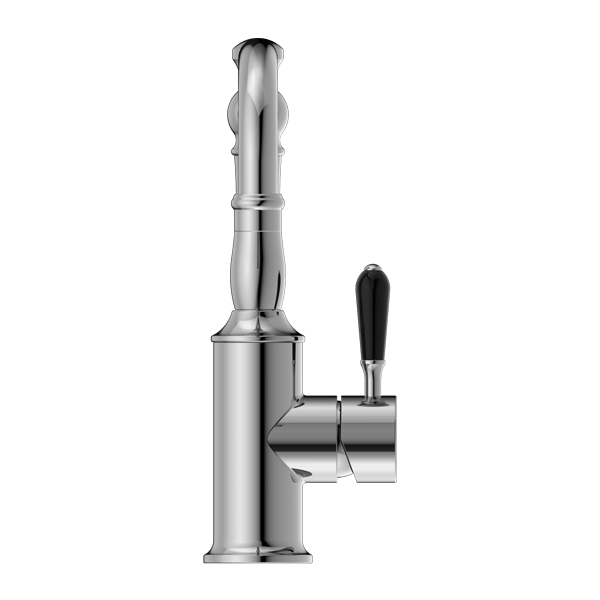 Nero York Basin Mixer With Black Porcelain Lever  | Chrome |