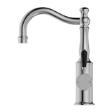 Nero York Basin Mixer Hook Spout With Black Porcelain Lever | Chrome |