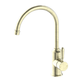 Nero York Kitchen Mixer Goosneck Spout With Metal Lever | Aged Brass |