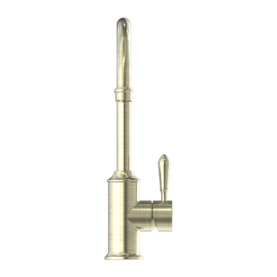 Nero York Kitchen Mixer Goosneck Spout With Metal Lever | Aged Brass |