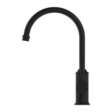 Nero York Kitchen Mixer Goosneck Spout With Metal Lever | Matte Black |